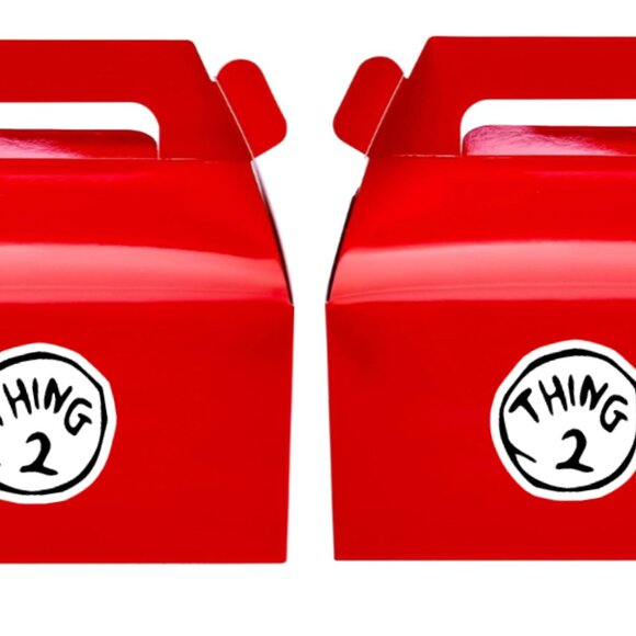 Thing 2 Gable Gift Box Custom Set of 12 6.3 x 6.3 x 3.5 - Picture 2 of 5